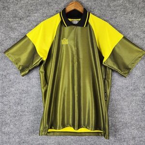 Admiral Jersey Vintage Soccer Yellow Black Mesh Polo Shirt Mens Medium USA Made